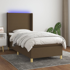 barna szövet rugós és LED-es ágy matraccal 90x190 cm ágy és ágykellék