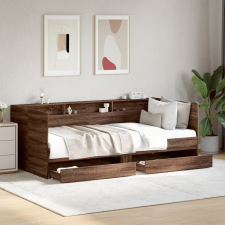 barna tölgy kanapéágy fiókkal matrac nélkül 75x190 cm ágy és ágykellék