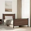  barna tölgy színű fém ágykeret matrac nélkül 107 x 203 cm