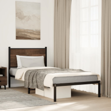 barna tölgy színű fém ágykeret matrac nélkül 90 x 200 cm ágy és ágykellék