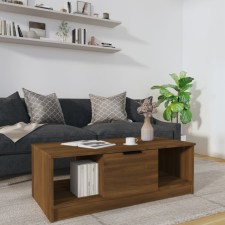  barna tölgyszínű szerelt fa dohányzóasztal 102 x 50 x 36 cm bútor