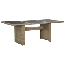  barna üveg és polyrattan kerti étkezőasztal 200 x 100 x 74 cm kerti bútor