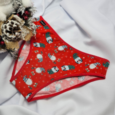 Barones KARÁCSONYI pamut bugyi piros manó mintás XL