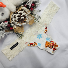 Barones Mikulásos-Karácsonyi tanga ecru-maci mintás XL