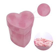  Bársony borítású kicsi papírdoboz szív rózsaszín ajándéktárgy