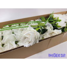  Bársony rózsa szál 51 cm - Fehér dekorációs kellék