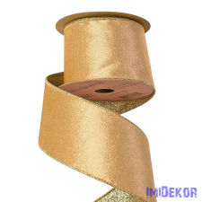  Bársony szalag csillogó hátoldallal, drótos szegéllyel 63mm x 5m - Arany dekorációs kellék