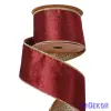  Bársony szalag csillogó hátoldallal, drótos szegéllyel 63mm x 5m - Bordó