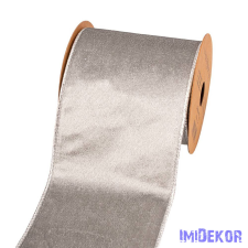  Bársony szalag drótos szegéllyel 100mm x 5m - Ezüst dekorációs kellék