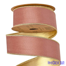  Bársony szalag drótos szegéllyel 38mm x 5m - Rosegold dekorációs kellék