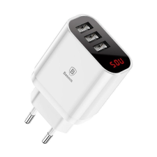 Baseus 3x USB-A hálózati töltő 3.4A  LED kijelzővel fehér (CCALL-BH02) (CCALL-BH02) mobiltelefon kellék