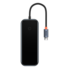 Baseus AcmeJoy 6 portos HUB dokkolóállomás (USB-C-ről USB-C PD &amp; adat / 2xUSB3.0 / USB2.0 / HDMI / RJ45) sötétszürke (WKJZ010013) kábel és adapter