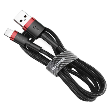 Baseus Cafule Kábel tartós nylon fonott USB / Lightning QC3.0 1.5A 2M fekete-piros (CALKLF-C19) kábel és adapter