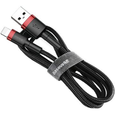 Baseus Cafule USB - Lightning Töltő-/adatkábel 2,4 A 1 m, piros-fekete kábel és adapter