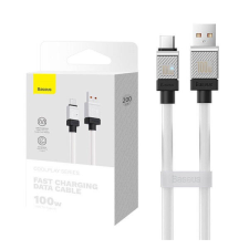  Baseus CoolPlay USB / USB-C töltő- és adatkábel, 100W, 2m, fehér kábel és adapter