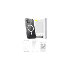 Baseus Crystal Clear mágneses telefonok iPhone 12 (átlátszó), edzett üvegfólia + tisztító készlet mobiltelefon kellék