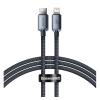 Baseus CRYSTAL SHINE adatkábel és töltő (Type-C - lightning 8pin, 20W, PD gyorstöltés, 120cm, cipőfűző minta) FEKETE Apple iPhone 7 4.7, Apple iPhone 7 Plus 5.5, Apple IPAD mini 4, Apple IPAD