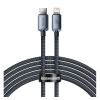 Baseus CRYSTAL SHINE adatkábel és töltő (Type-C - lightning 8pin, 20W, PD gyorstöltés tám, 200cm, cipőfűző minta) FEKETE Apple IPAD, Apple IPAD (3rd Generation), Apple IPAD (4th Generation),