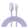 Baseus CRYSTAL SHINE adatkábel (USB - Type-C, 100W, PD gyorstöltő, 200cm, cipőfűző) LILA (CAJY000505)
