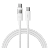 Baseus DISPLAY II adatkábel (Type-C - Type-C, 100W, gyorstöltő, cipőfűző, LED kijelző, 200cm) FEHÉR