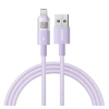 Baseus DISPLAY II adatkábel (USB - lightning, 2.4A, gyorstöltő, cipőfűző, LED kijelző, 100cm) LILA Apple iPhone 12, iPhone 14 Pro Max, iPhone 13 Pro Max