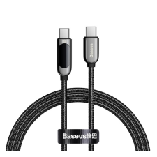 Baseus Display USB-C - Type-C adatkábel, gyorstöltés, kijelzővel, 1m, szürke/fekete mobiltelefon kellék