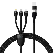 Baseus Flash Series 2, 3 az 1-ben USB kábel, USB-C / Micro USB / Lightning, 100W, 1.2m (fekete) kábel és adapter