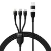 Baseus Flash Series 2, 3 az 1-ben USB kábel, USB-C / Micro USB / Lightning, 100W, 1.2m (kék)