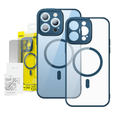 Baseus Frame iPhone 14 Pro Max Átlatszó mágneses tok + üvegfólia (kék) mobiltelefon kellék