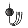 Baseus FREE2DRAW adatkábel 3in1 (USB - lightning/microUSB/Type-C, 100W, gyorstöltő, 110cm, csévélhető) FEKETE (P10368700111-03)