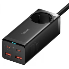 Baseus GaN3 Pro Töltő / elosztó, 2xUSB + 2xUSB-C + AC, 100W (fekete) mobiltelefon kellék