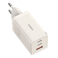 Baseus GaN5 2xUSB-C + USB, 65W + 1m kábel fehér (P10110812227-Z1) (P10110812227-Z1) mobiltelefon kellék