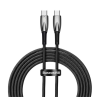 Baseus GLIMMER adatkábel és töltő (Type-C - Type-C, 5A, 100W, PD gyorstöltés támogatás, 200cm, törésgátló) FEKETE Samsung Galaxy A34 5G (SM-A346), Nokia G22, Lenovo Tab M8 Gen4 (TB300F), A