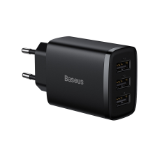 Baseus kompakt töltő 3x USB 17W fekete (CCXJ020101) mobiltelefon kellék