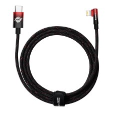 Baseus MVP 2 hajlított gyors töltő adatkábel Type-C iP 20W 2m fekete+piros kábel és adapter