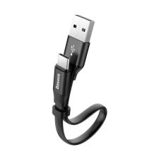 Baseus Nimble USB-A - Type-C lapos adatkábel, 23cm, fekete kábel és adapter