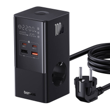 Baseus PowerCombo 250V Hálózati elosztó/töltő 2 aljzatos 1.5m - Fekete (E00023609113-00) hosszabbító, elosztó