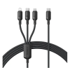 Baseus SILKY adatkábel 3in1 (Type-C - Type-C/ lightning/microUSB, 100W, gyorstöltő, 150cm) FEKETE