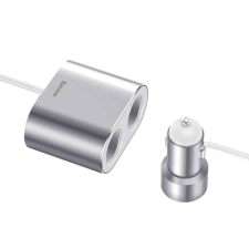 Baseus szivargyújtó elosztó + 2xUSB-A autós töltő ezüst (CRDYQ-0S) (CRDYQ-0S) mobiltelefon kellék