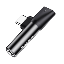 Baseus USB-C – Mini Jack 3,5 mm + USB-C audioadapter (fekete) mobiltelefon kellék