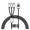 Baseus YEAR OF THE TIGER adatkábel és töltő 3in1 (USB - lightning 8pin / microUSB / Type-C, 3.5A, 120cm) FEKETE Honor Pad X9 , Gigaset GL390, Xiaomi Redmi A2, Lenovo Tab M8 Gen4 (TB300F), Huawei M