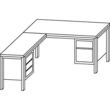  Basic irodai sarokasztal két tárolóval, 200 x 160 cm, balos kivitel íróasztal