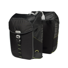 BASIL dupla táska Miles Double Bag, Universal Bridge System, fekete lime kerékpáros kerékpár és kerékpáros felszerelés