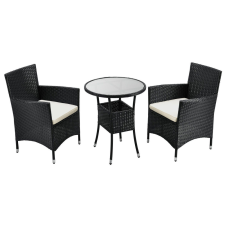  Bayamo polyrattan balkonszett kávézó szett 2 személyes fekete-krém 200192 kerti bútor