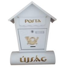 BB Utcai postaláda újságtartóval - fehér postaláda
