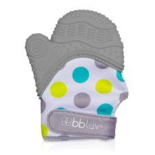 bblüv bébikesztyű szilikonos rágókával Glüv Grey baba kesztyű