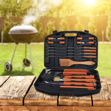 BBQ és grillező szett hordtáskában, 18 darabos kerti sütés és főzés