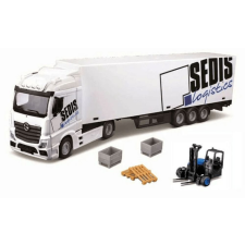 BBurago 1:43 Mercedes Actros SEDIS Logistics pótkocsival targoncával és kiegészítőkkel autópálya és játékautó