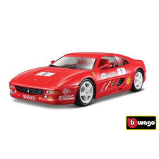 Bburago Ferrari F355 Challenge piros fém autómodell autópálya és játékautó