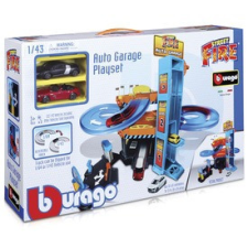 Bburago garázs 2 db kisautóval készlet 1:43 autópálya és játékautó